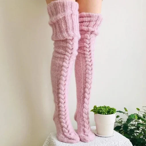 Varme strikkede overknee-sokker - Bilde 7