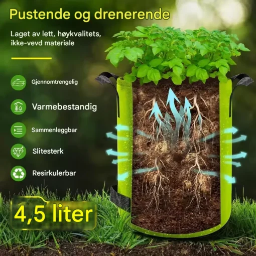 Stor Potetdyrkingspose i Filt – Ideell for Grønnsaker og Urter - Bilde 3