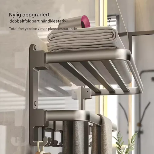 Vegg Håndklestativ – Sammenleggbart & Rustfritt - Bilde 6