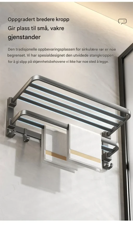 Vegg Håndklestativ – Sammenleggbart & Rustfritt - Bilde 10