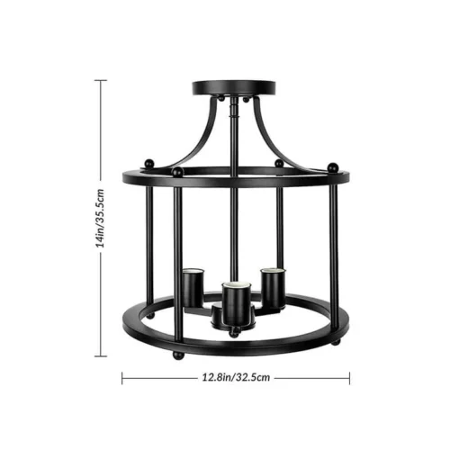 3-lys Taklampe i Smedjern – Takplafond i Sort Metall - Bilde 5