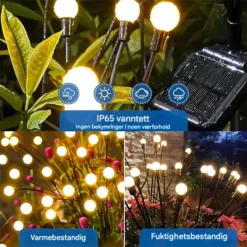 4-Pakning Solcelledrevne Lyshager – Blinkende Lyssvermer for Utebruk