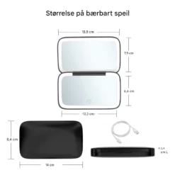Dobbeltsidig Reise-sminkespeil med 3 Fargetoner Lys3