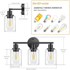Svart Retro Innendørs Vegglampe for Soverom og Sminkespeil