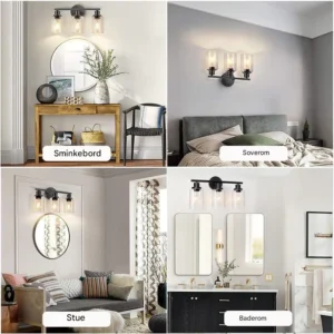 Svart Retro Innendørs Vegglampe for Soverom og Sminkespeil