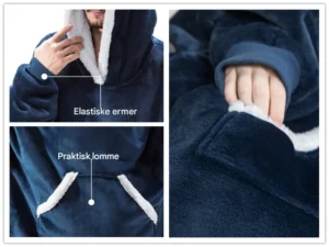 Overdimensjonert Sherpa-hettepledd med lomme