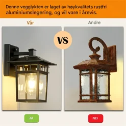 Utendørs vegglampe – vanntett lanterne