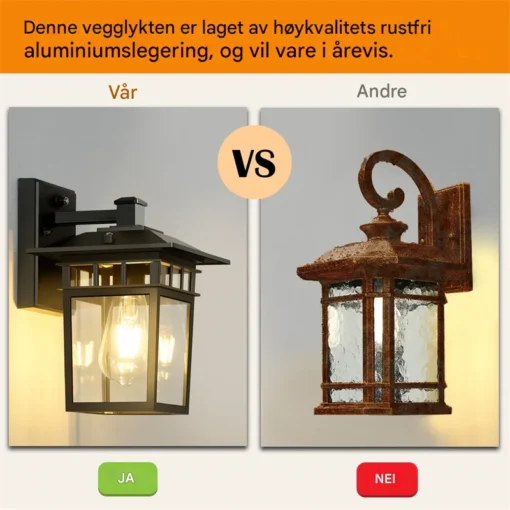 Utendørs vegglampe – vanntett lanterne