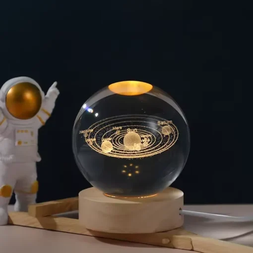 Glødende 3D Krystallkule Nattlampe – USB LED Hjemmedekor - Bilde 6