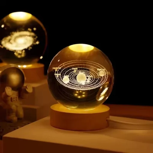 Glødende 3D Krystallkule Nattlampe – USB LED Hjemmedekor - Bilde 7