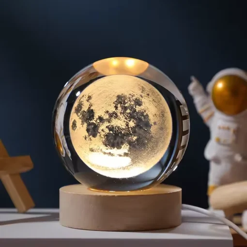 Glødende 3D Krystallkule Nattlampe – USB LED Hjemmedekor - Bilde 4