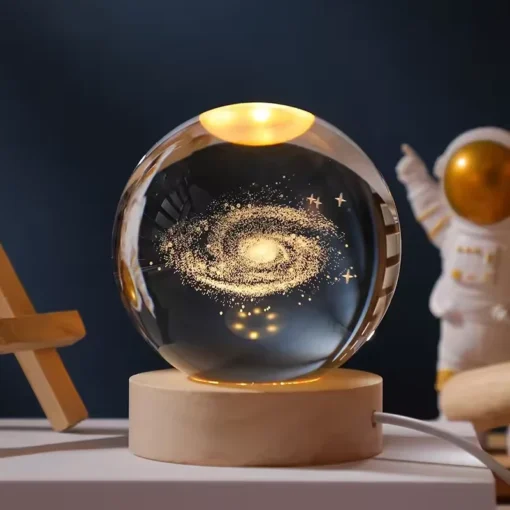 Glødende 3D Krystallkule Nattlampe – USB LED Hjemmedekor - Bilde 2