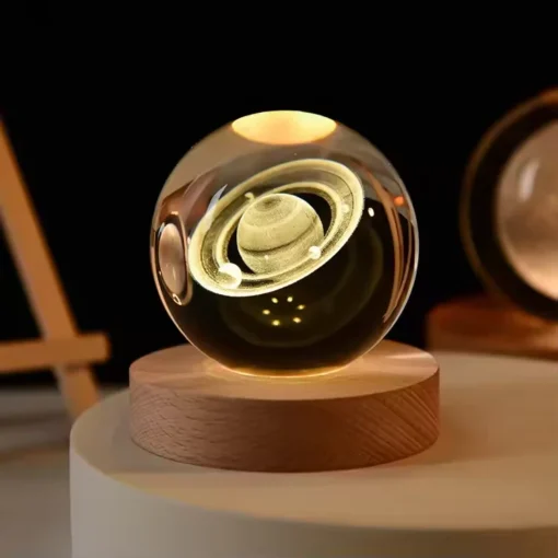 Glødende 3D Krystallkule Nattlampe – USB LED Hjemmedekor - Bilde 3