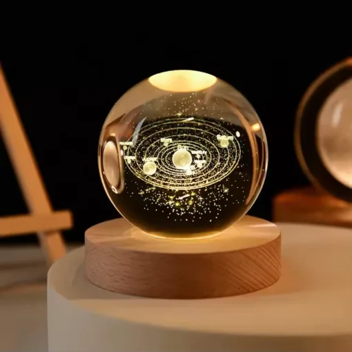 Glødende 3D Krystallkule Nattlampe – USB LED Hjemmedekor - Bilde 5