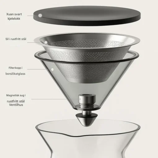 Magnetisk Tekanne med Halvautomatisk Filter – 300ml - Bilde 2