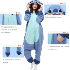 Myk Kosedress (Onesie) med Tegneseriedesign i Polar fleece