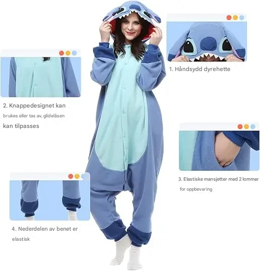 Myk Kosedress (Onesie) med Tegneseriedesign i Polar fleece
