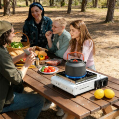 Bærbar gasskoker 2200W i sort utførelse for camping og utendørs matlaging