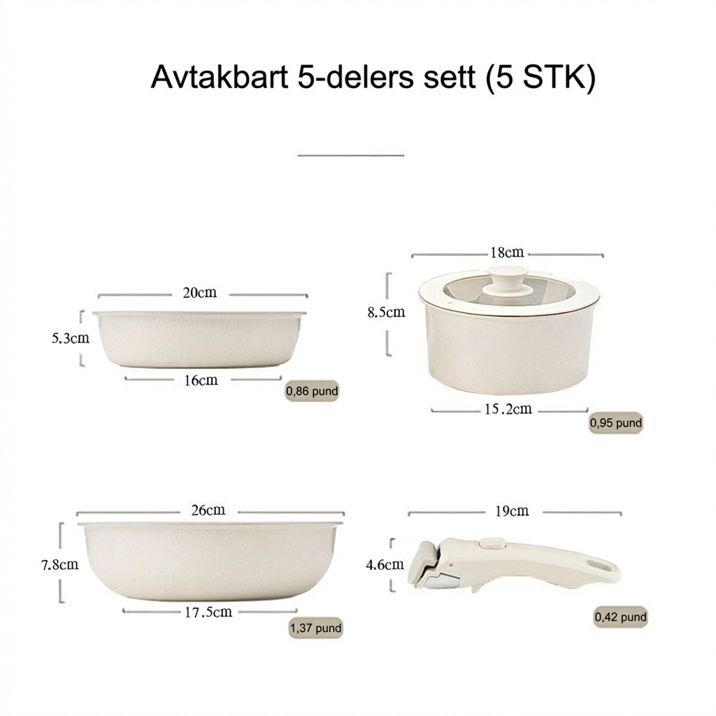 CeraClick Kokesett med Avtakbare Håndtak