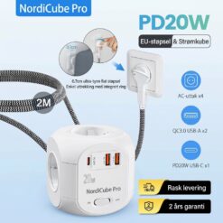 NordiCube Pro strømskinne med 0,7 cm flat plugg