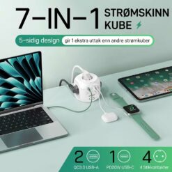 NordiCube Pro strømskinne med 0,7 cm flat plugg