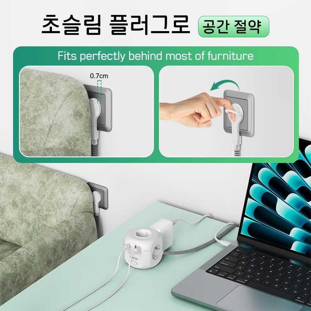 NordiCube Pro strømskinne med 0,7 cm flat plugg