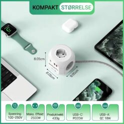 NordiCube Pro strømskinne med 0,7 cm flat plugg