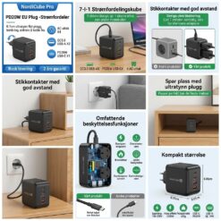 NordiCube Pro strømskinne med 0,7 cm flat plugg