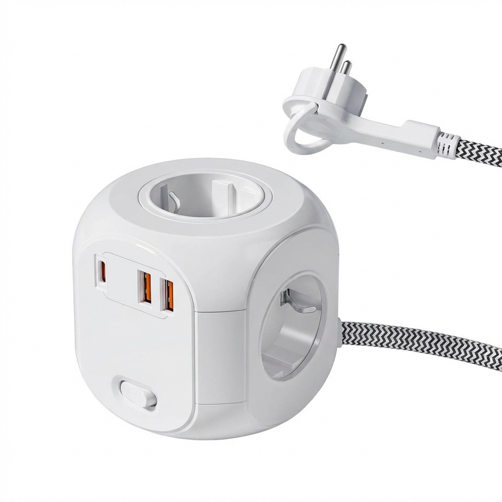 NordiCube Pro 7-i-1 Strømskinne med 0,7cm Flat Plugg & USB-C - Bilde 10