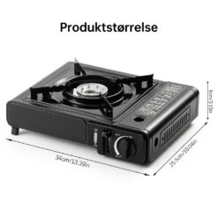 Bærbar gasskoker 2200W i sort utførelse for camping og utendørs matlaging