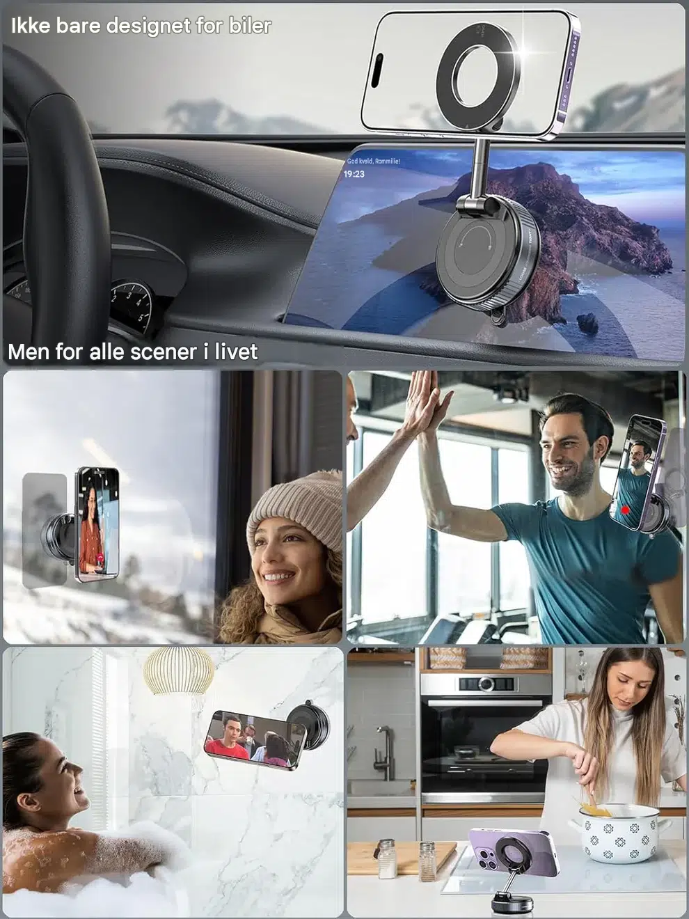 Snanlen 360° Magnetisk Sugekopp Telefonholder - Bilde 2