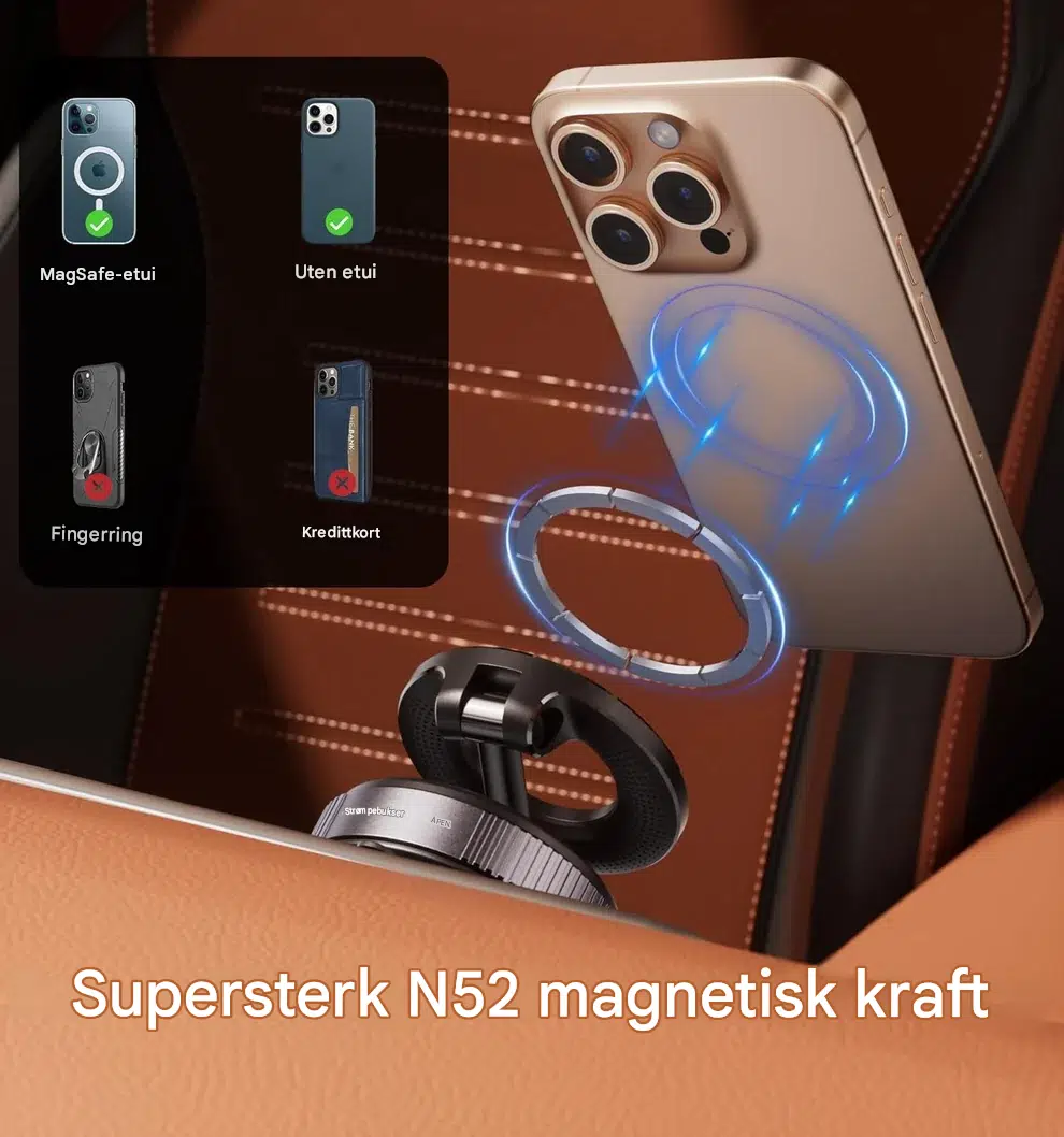 Snanlen 360° Magnetisk Sugekopp Telefonholder - Bilde 3