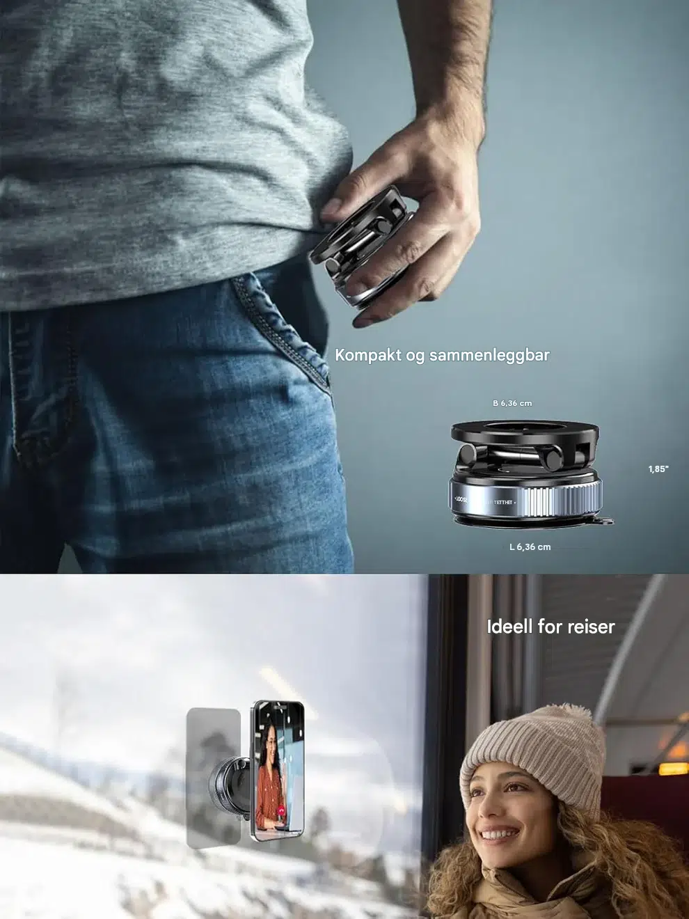 Snanlen 360° Magnetisk Sugekopp Telefonholder - Bilde 4