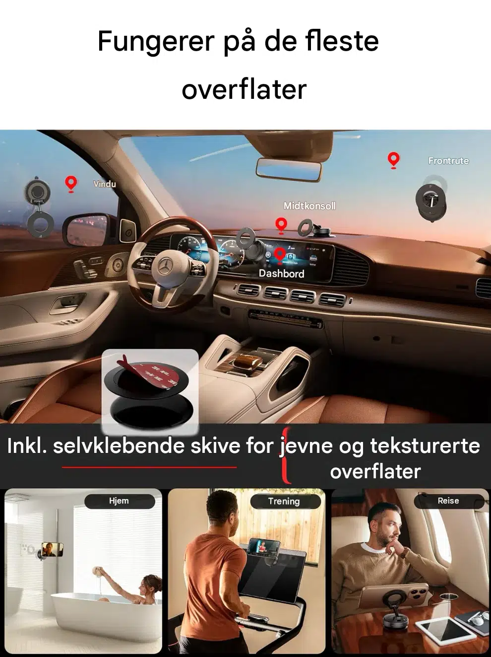 Snanlen 360° Magnetisk Sugekopp Telefonholder - Bilde 8